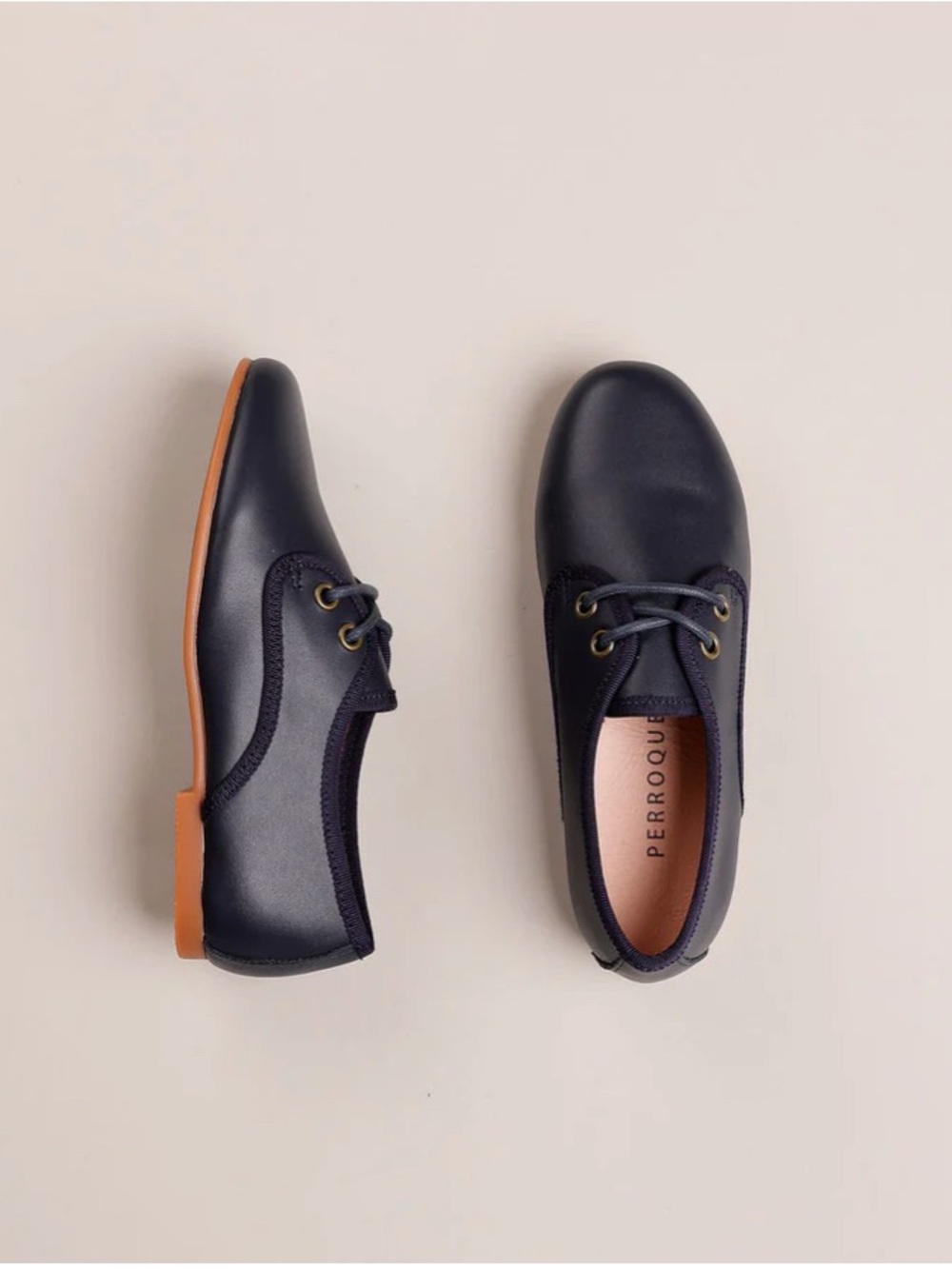 Kids Navy Leather Dress Shoes